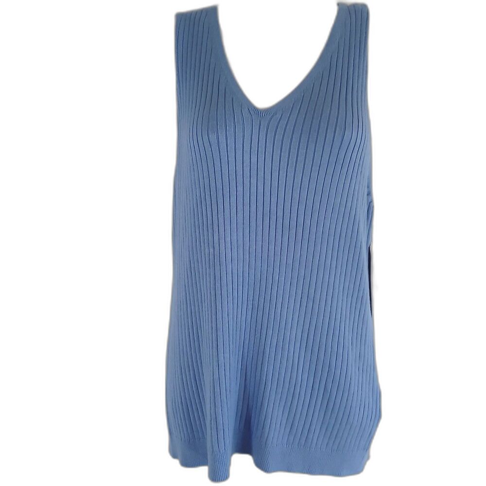 Soft Surroundings Tank Blue Ribbed Sz‎ 1
